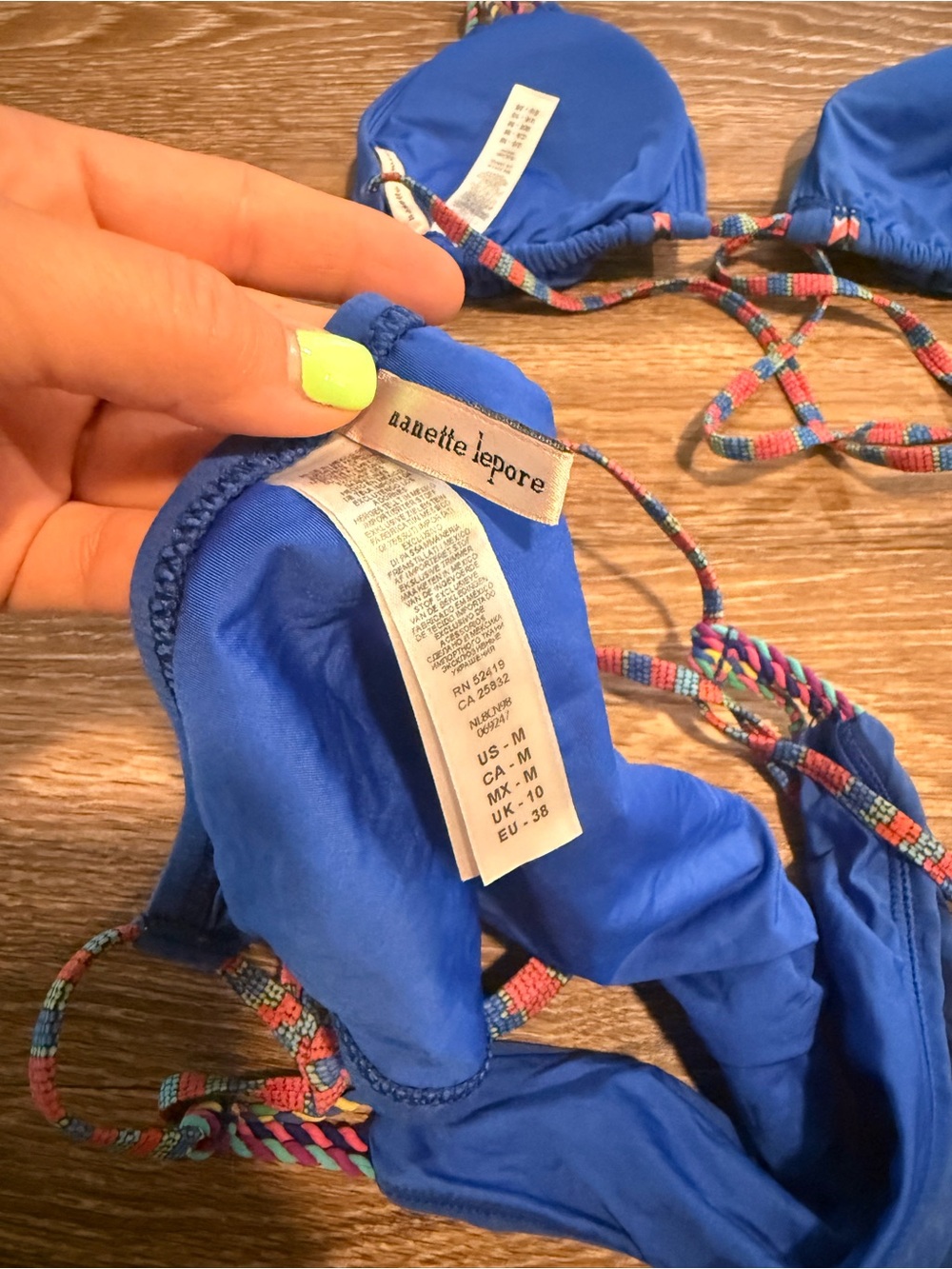 Nanette Lepore Blue Bikini with Multicolor Trim - Picture 4 of 5